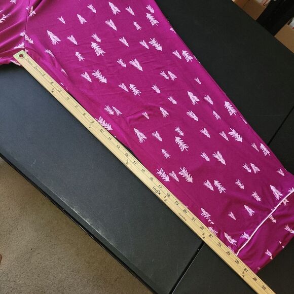 New Joyspun Magenta Christmas Tree Pajama Set 2X - Picture 14 of 15